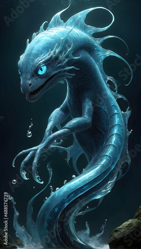 Quadro su tela Abyssal Guardian: Mystical Sea Dragon Emerges