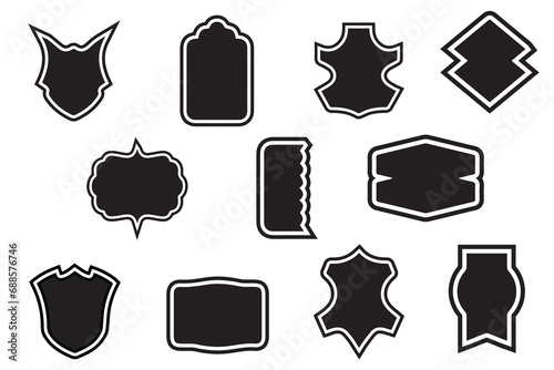 Set of black retro vintage sticker frames and labels. Decorative label and old retro shape collection. Vector illustration