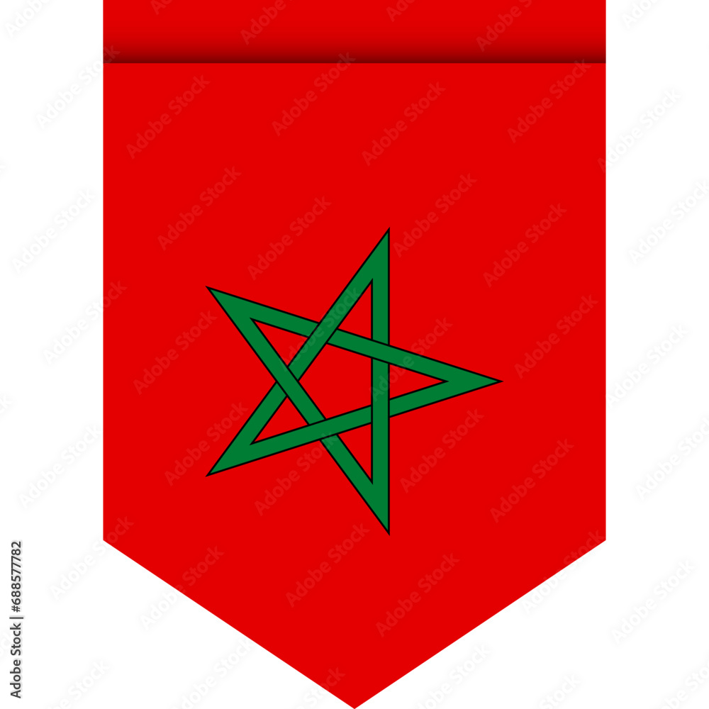 Morocco flag or pennant isolated on white background. Pennant flag icon. Morocco flag or pennant isolated on white background. Pennant flag icon.