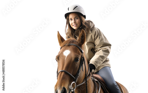 Student Excels in Horse Riding Isolated on a Transparent Background PNG