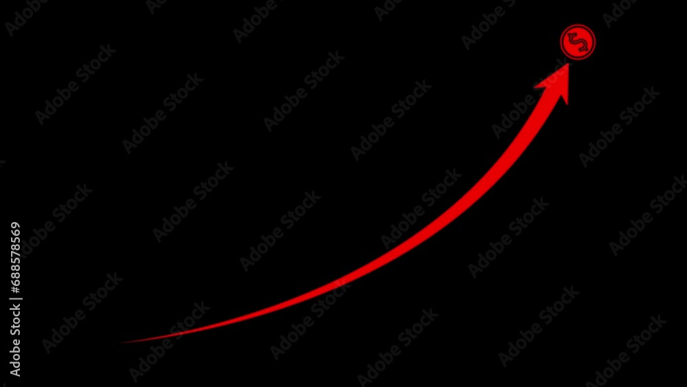 Arrow sing following dollar sing. 4k Business Growth And Success Arrow;rising arrow. e_1587