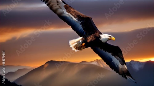 飛び立つハクトウワシ｜bald eagle taking flight Generative AI photo