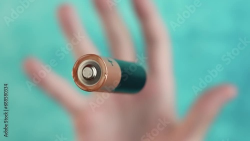 Rechargeable battery thrown in macro photo
