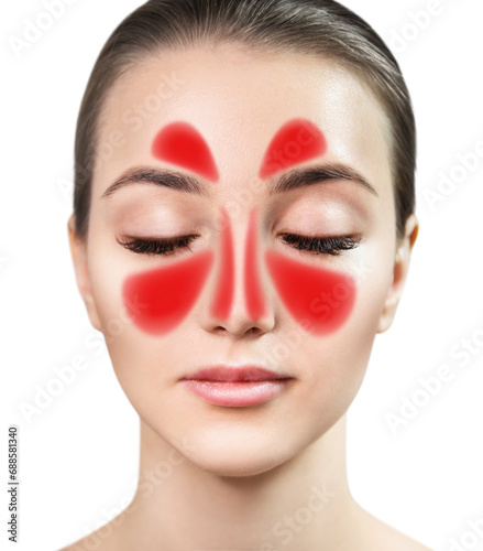 Face with inflammation of mucous membrane of paranasal sinuses.
