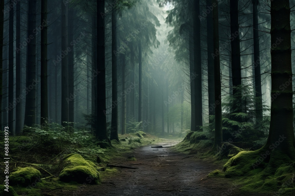 Obraz premium Foggy forest, natural light