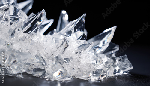 Close-up of a White Crystal on a Black Background