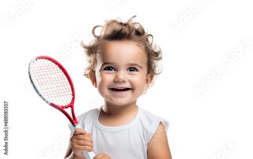Happy Child Excelling in Badminton Skills Isolated on a Transparent Background PNG