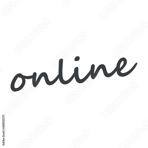 Freelance element of set in black line design. The inscription "online" indicates the work of a freelancer who can work from anywhere in the world. Vector illustration.