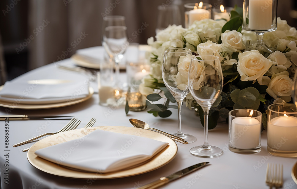 Table set for a wedding reception Table set for a wedding reception