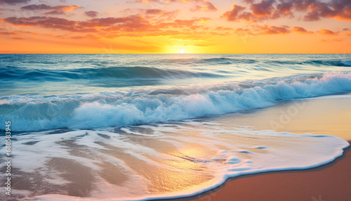 Tranquil Sunset Beach Surfing the Wind Wave