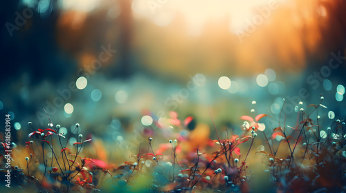 Blurred nature background with bokeh light effect, ai generative © Nusrat_j_VectorArt