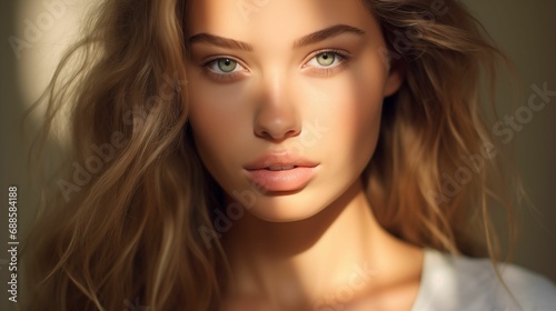 AI generated illustration of a portrait of a beautiful woman in sunlight