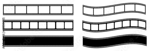  Film strip icon. Video tape photo film strip frame vector. Old white and black film tapes . Vector illustrarion photo
