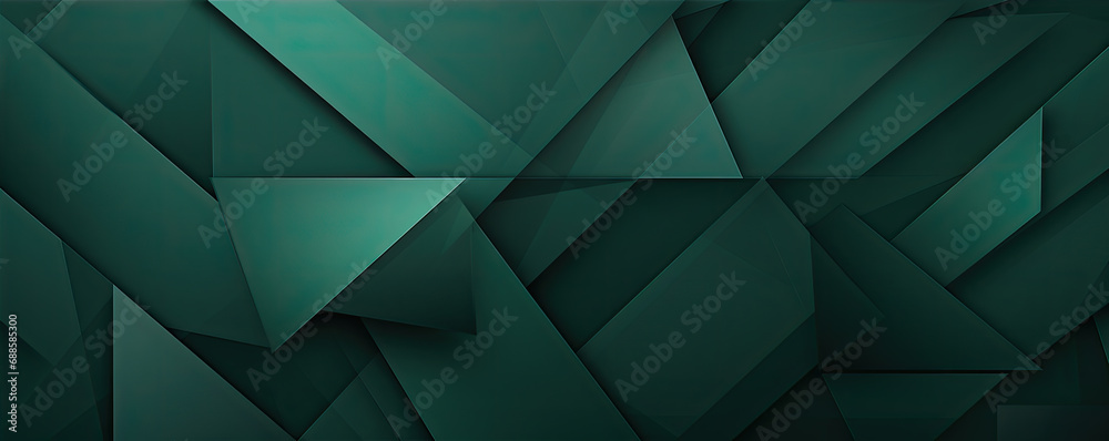 Dark green abstract in wide banner shape. polygon elegant or frame background.  copy space for text. - obrazy, fototapety, plakaty 