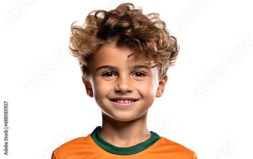 Soccer Dreams Kids Joyful Expression Isolated on a Transparent Background PNG photo