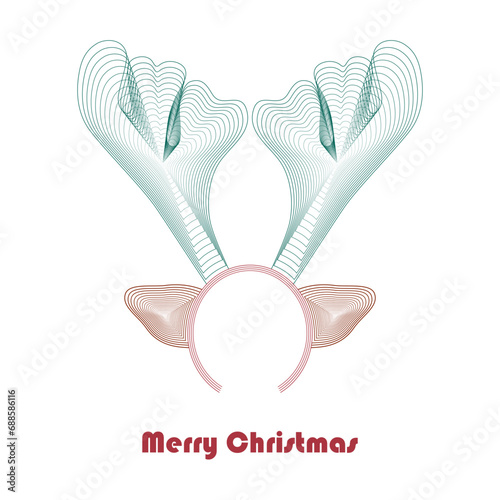 Merry Christmas greeting card with geometric horned reindeer headband on white background vector illustration