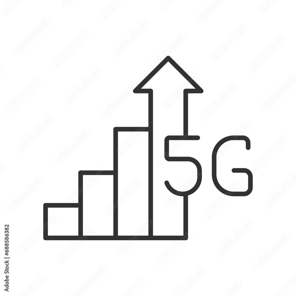 5g signal bar line design. 5g, signal, bar, icon, mobile, wireless, connectivity, internet vector illustrations. 5g signal bar editable stroke icon. 5g signal bar line design. 5g, signal, bar, icon, mobile, wireless, connectivity, internet vector illustrations. 5g signal bar editable stroke icon.