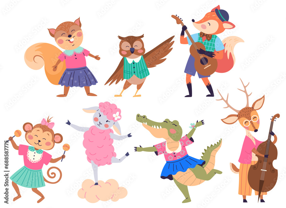 Animal band vector illustration. The animal band concept brings rhythmic celebration, turning zoo into musical haven Celebrate with wildlife concert, performance event showcases Animal band vector illustration. The animal band concept brings rhythmic celebration, turning zoo into musical haven Celebrate with wildlife concert, performance event showcases