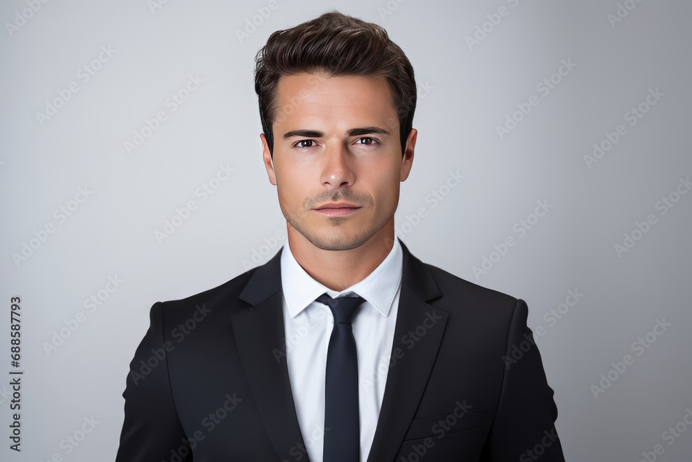 Portrait of a young handsome businessman in a black suit Portrait of a young handsome businessman in a black suit