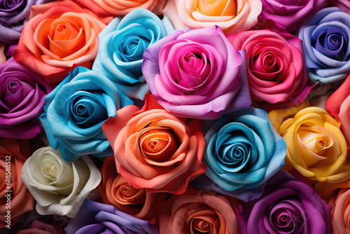 Multicolored roses gradient background