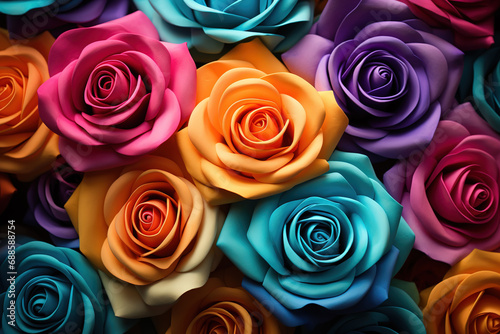 Multicolored roses gradient background