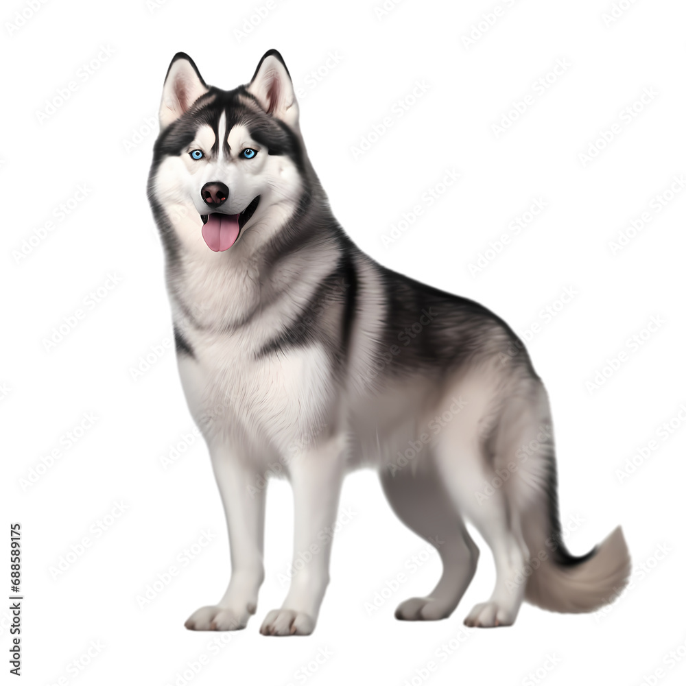 Husky dog isolated on transparent background