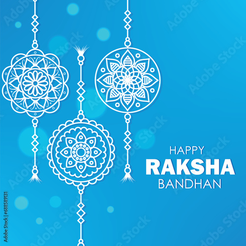 Raksha Bandhan banner with decorative rakhi and elements