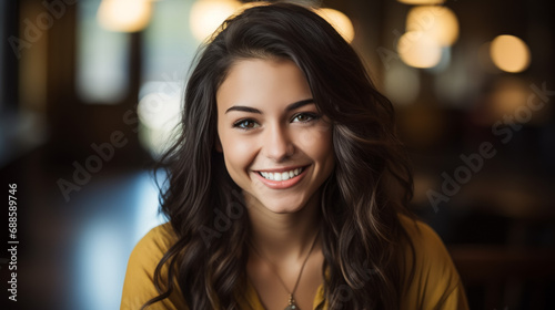 Portrait of beautiful young woman looking at the camera with a smile