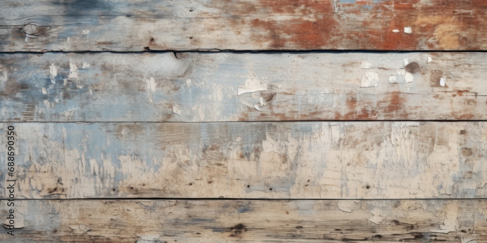 Naklejka premium Wooden Vintage Weathered Fence with Grunge Texture. Aged Wood Background. Rustic Retro Hardwood Surface