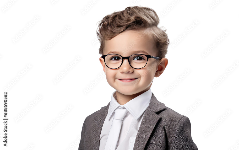 Happy Child Becomes Professor Eagerly Isolated on a Transparent Background PNG