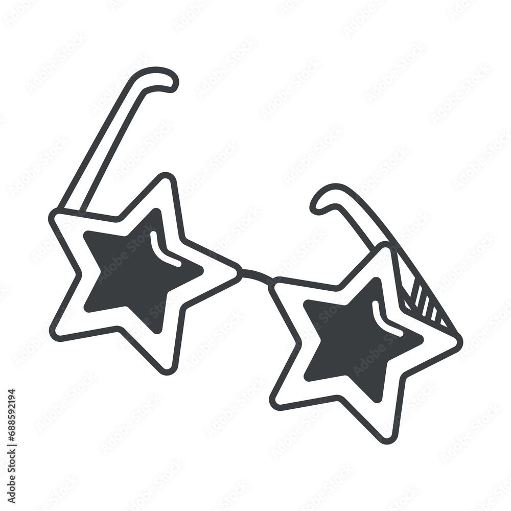 Element of Black Friday set. In this whimsical Black Friday-themed illustration outlined in black, is showcasing hilarious and oversized glasses. Vector illustration. Element of Black Friday set. In this whimsical Black Friday-themed illustration outlined in black, is showcasing hilarious and oversized glasses. Vector illustration.
