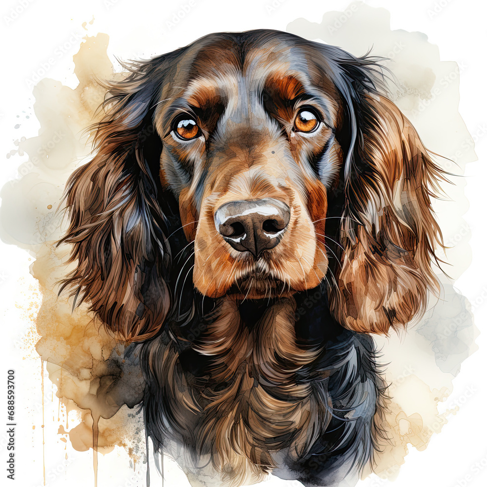 watercolor English Cocker Spaniel clipart, Generative Ai watercolor English Cocker Spaniel clipart, Generative Ai