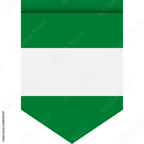 Nigeria flag or pennant isolated on white background. Pennant flag icon.