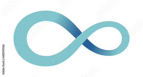 Abstract infinity sign. Infinity loop mathematical symbol in flat style with shadows. Isolated on white background. Turquoise color gradient icon. Vector illustration. photo