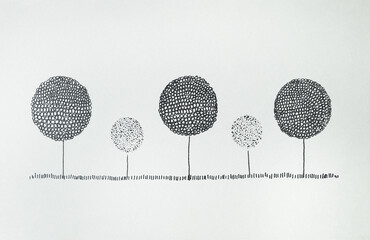 Acrylglasbilder Surrealismus Graphics stylized trees with round crowns  © vali_111