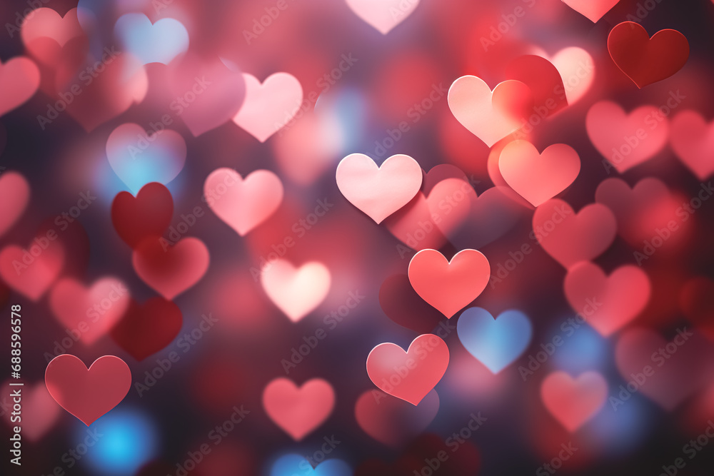 Abstract dark gradient background with hearts shape bokeh. Abstract dark gradient background with hearts shape bokeh.