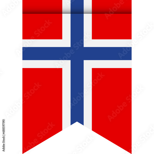 Norway flag or pennant isolated on white background. Pennant flag icon.