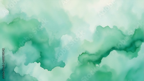 watercolor hand painted soft and dreamy background, green, emerald color	
 photo