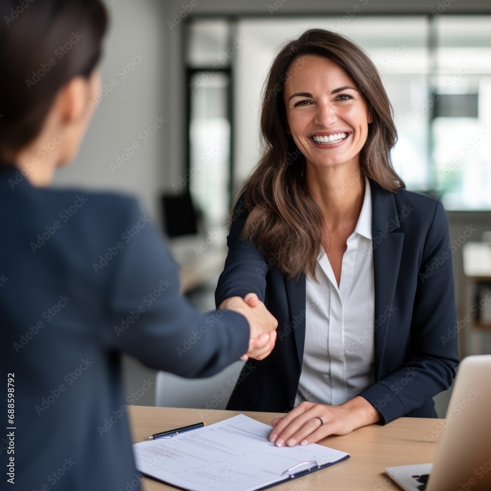 Partnership Concept. Smiling Young female Entrepreneur Giving Hand For Handshake To male In Office Partnership Concept. Smiling Young female Entrepreneur Giving Hand For Handshake To male In Office