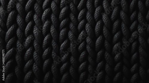 Black knitted fabric texture.