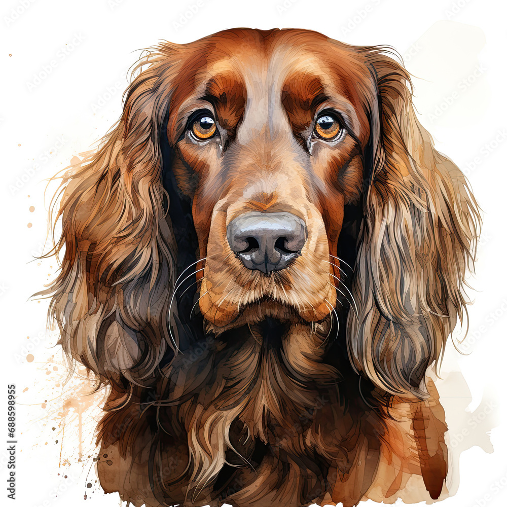 watercolor English Cocker Spaniel clipart, Generative Ai