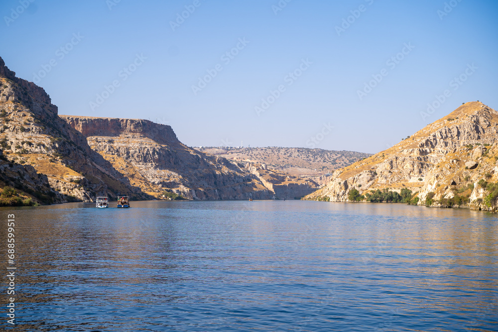 View of river Euphrates in Halfeti, Sanliurfa.