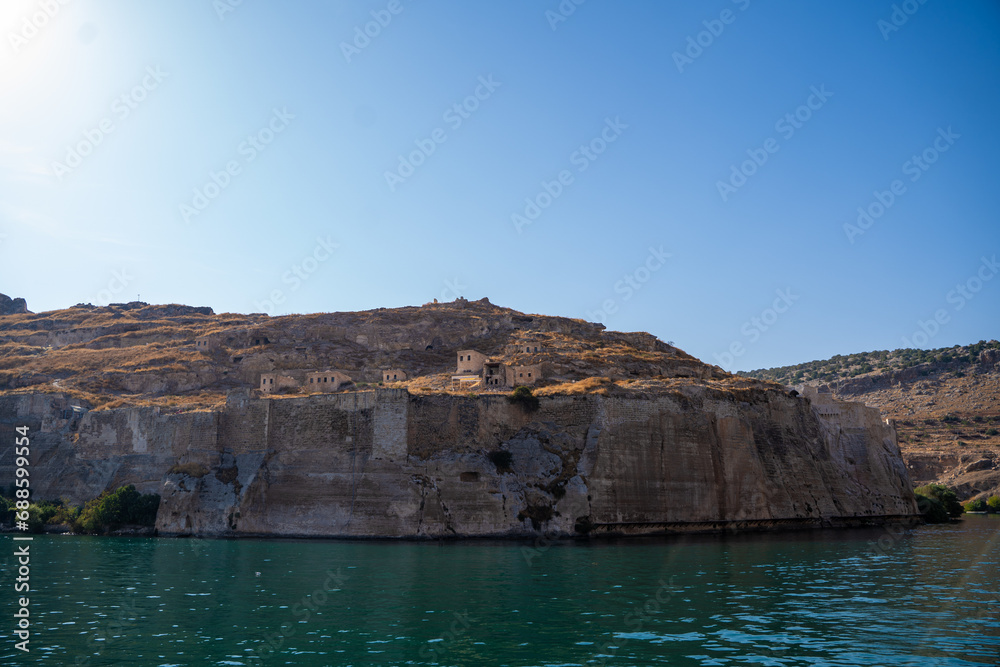 Rumkale Castle view from Euphrates River.