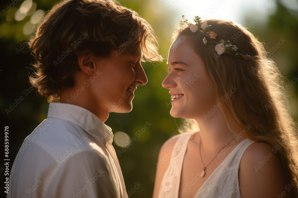 Married couple happy photo. Love person nature face smiling. Generate Ai Married couple happy photo. Love person nature face smiling. Generate Ai