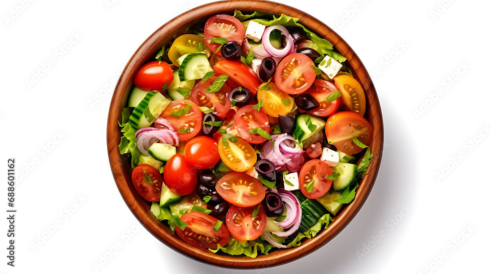 Greek salad in deep bowl close-up Greek salad in deep bowl close-up