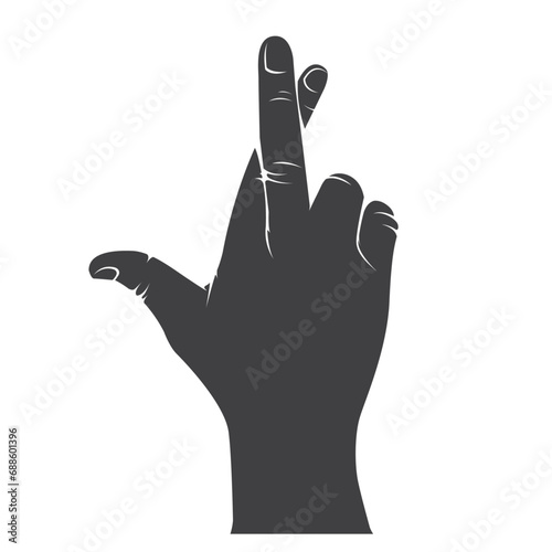 Crossed fingers hand gesture, fake promise and lies superstition sign, good luck symbol, vector