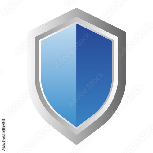 Blue shield protection sign on white background