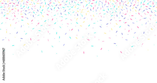 Colorful sprinkles banner background, colorful falling decorative sprinkles background