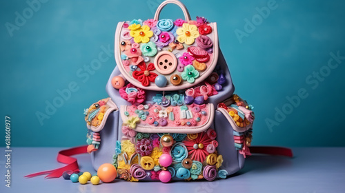 Fashion backpack with ragdoll beads