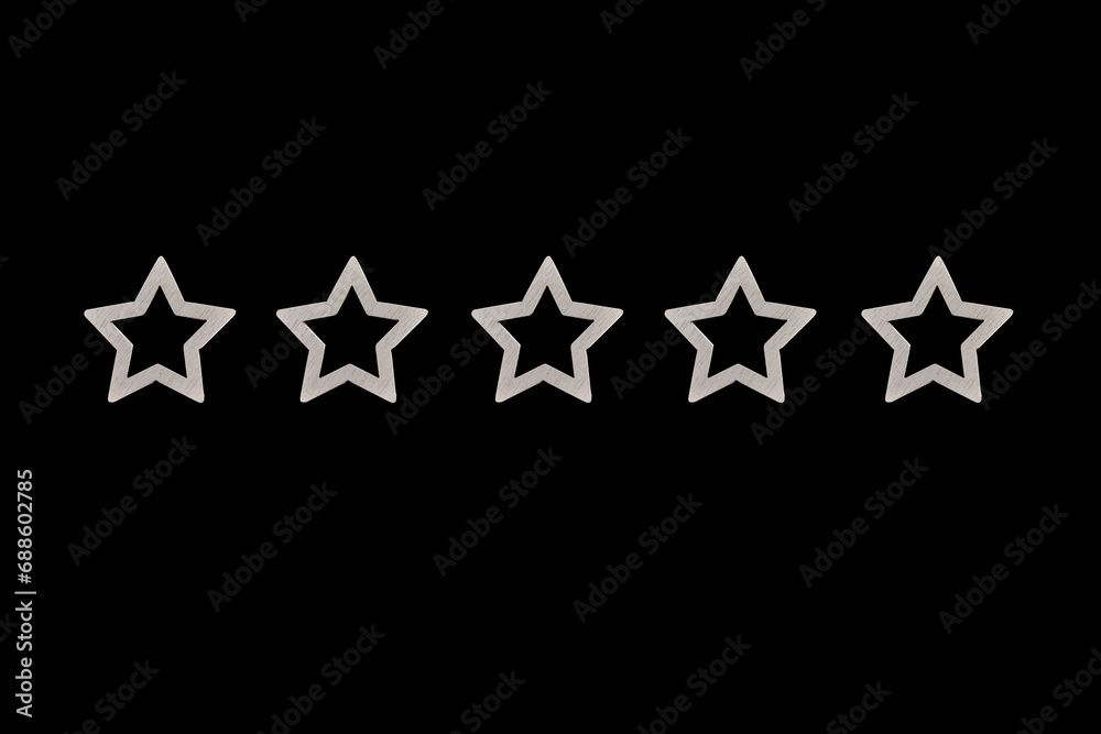 gray, silver five star shape on the background of the blackboard. Increase rating or ranking, evaluation, classification idea. gray, silver five star shape on the background of the blackboard. Increase rating or ranking, evaluation, classification idea.